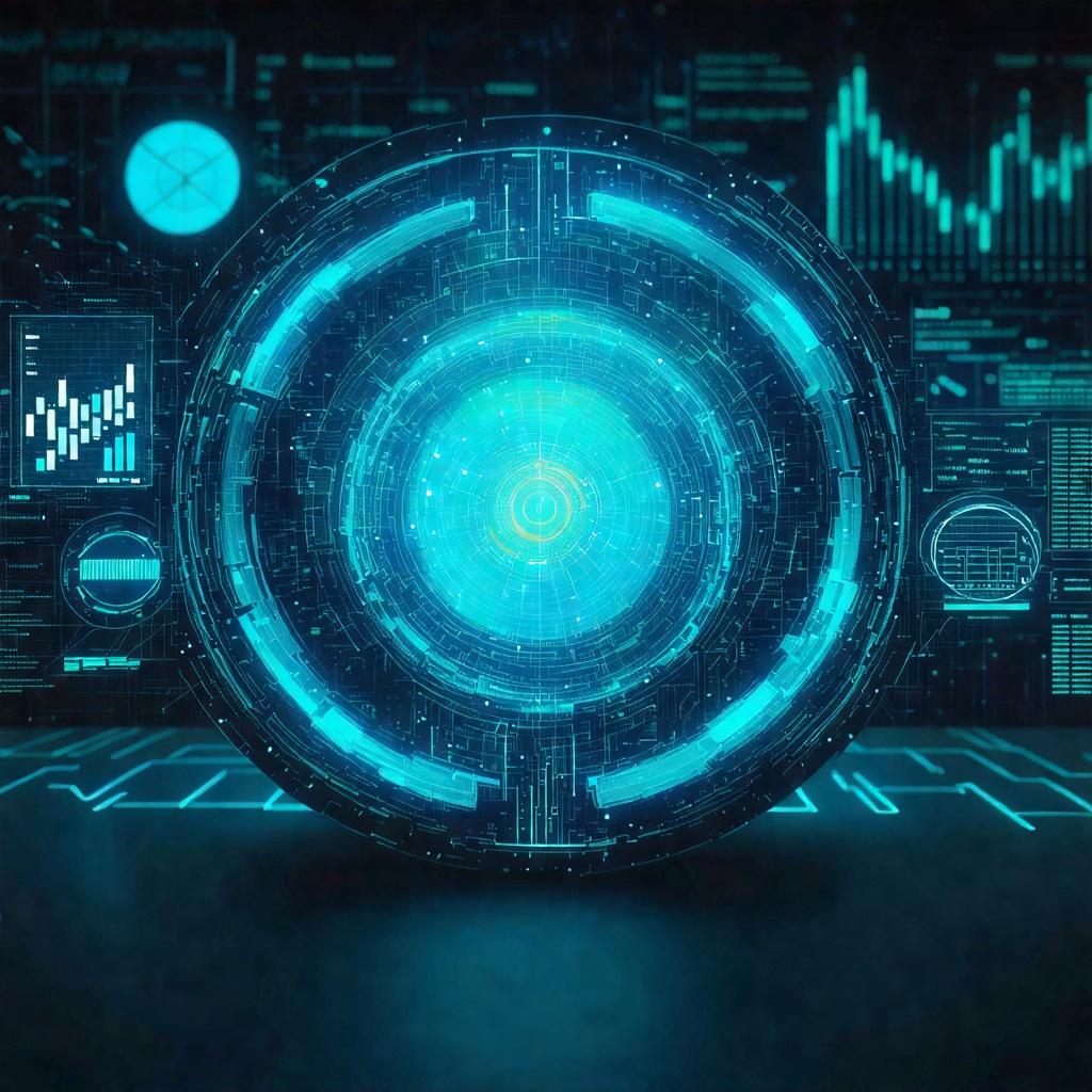 중앙에 푸른 원형 인터페이스가 있는 가상 제어 시스템스