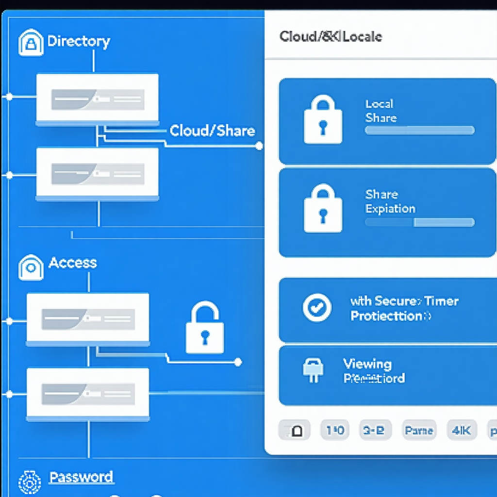 클라우드 공유와 접근 권한을 설정하는 보안 중심의 파일 관리 인터페이스 화면