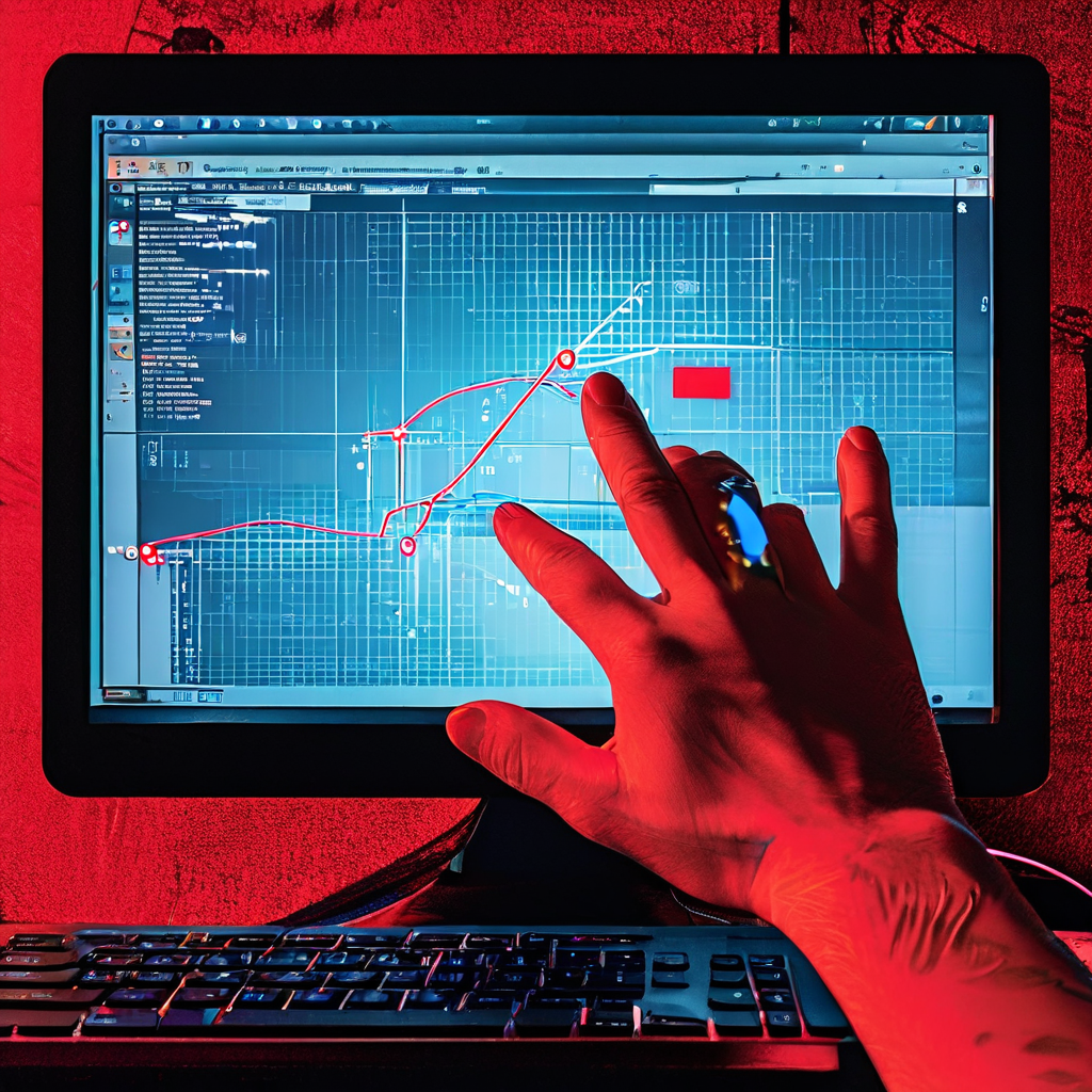 컴퓨터 화면 속 웹 브라우저 위에, 빨간색으로 취소선이 그어진 마우스 커서와 제스처 경로 아이콘이 표시된 모습이다.