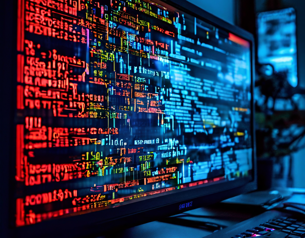 컴퓨터 화면에 사용자를 압도하는 복잡한 기술 용어로 가득 찬 에러 메시지가 빽빽하게 표시되어 소프트웨어 문제 해결의 어려움을 시각적으로 보여줍니다.