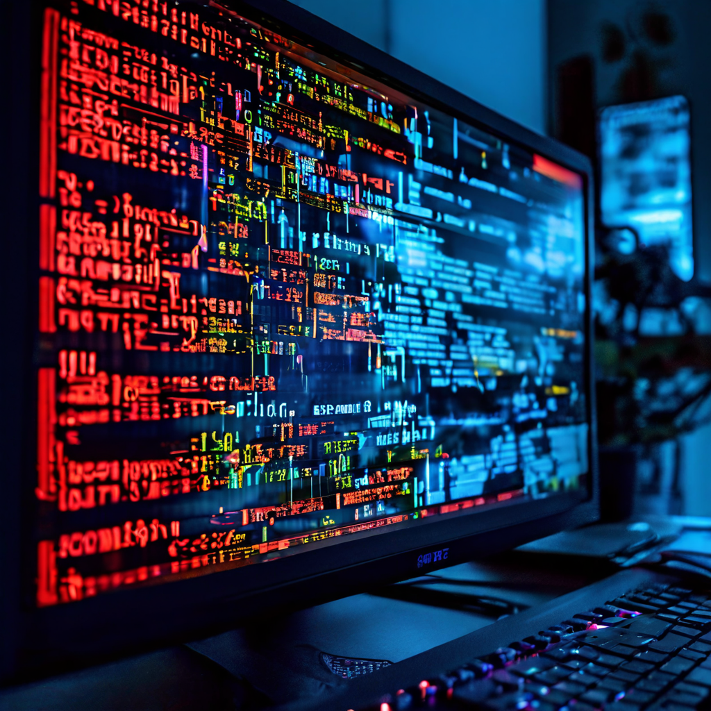 컴퓨터 화면에 사용자를 압도하는 복잡한 기술 용어로 가득 찬 에러 메시지가 빽빽하게 표시되어 소프트웨어 문제 해결의 어려움을 시각적으로 보여줍니다.